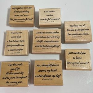 Stampin’ Up “Versatile Verses” Wood Mounted Rubber Stamp Set. 8 piece set